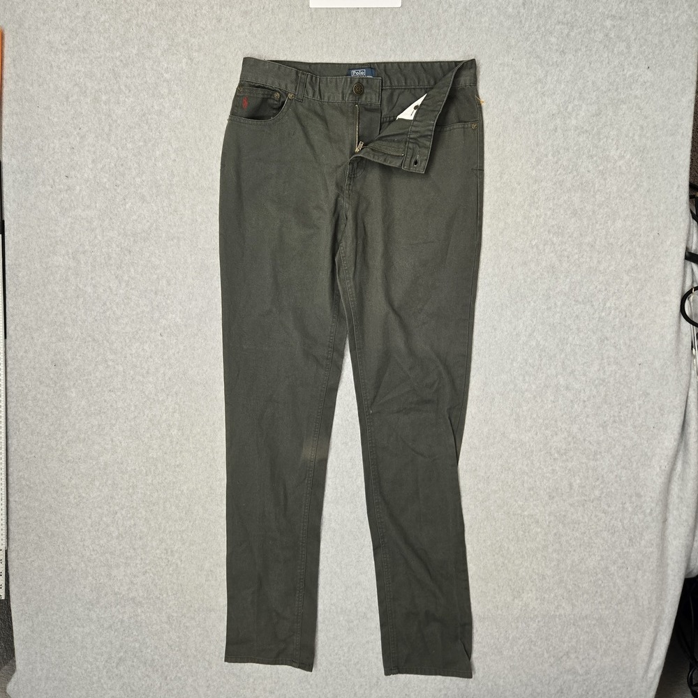 Polo By Ralph Lauren Women Pants 20 Green Embroidered Chino Twill Logo 32" READ